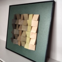 Seni Kayu Geometris 3D Patung Dekorasi Dinding Bertekstur Lukisan Blok Kayu Persegi Karya Seni Unik untuk Rumah