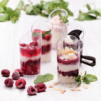 Vente en gros 3oz clair PS en plastique tasse inclinée élégante mousse pouding yaourt dessert présentoir