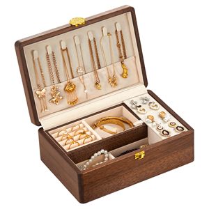 Estuche de Almacenamiento de Joyas de Madera de Nogal Personalizado de Fábrica Moderna, OEM ODM, con Interior de Terciopelo, Gran Capacidad, para Mujer - Product Image 2