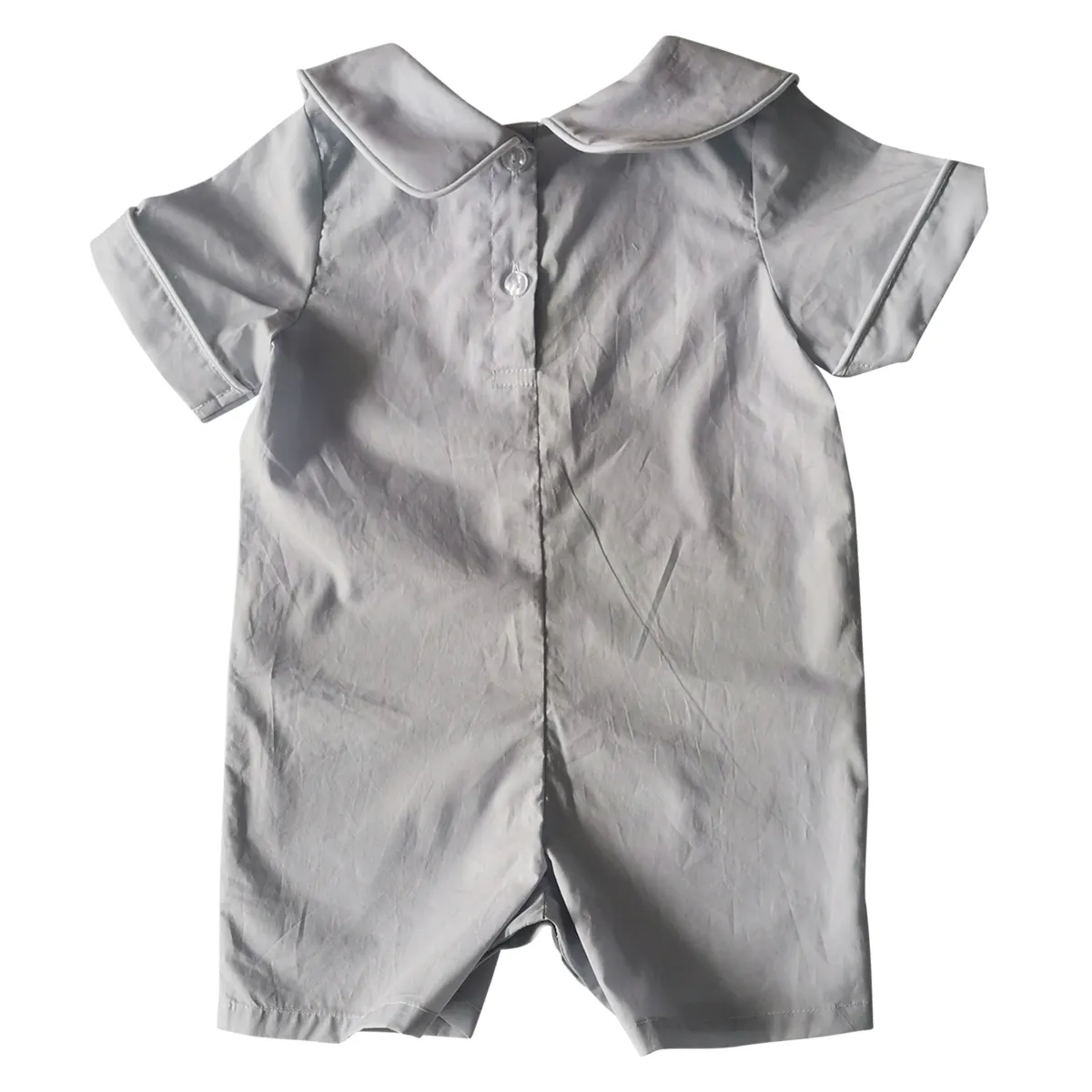 Short Sleeves Buttons Romper Solid Color Summer Baby Clothing Gender Neutral Baby Romper