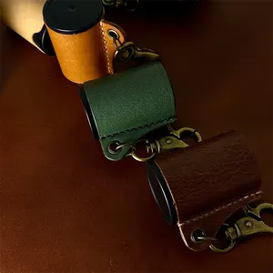 Customizable Leather 35mm Film Canister Holder Keychain Version PU Leather Photography Accessories Handmade 35mm Film Case