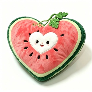Almohada de Peluche Personalizada con Forma de Corazón de Sandía, Peluche de Fruta en Forma de Corazón, Unisex, de 0 a 24 Meses, para Halloween - Product Image 1