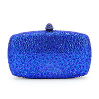 Pochette rigide pour femme entièrement ornée de strass et de cristaux, avec fermoir décoratif, idéale pour les soirées, mariages, bals de promo et cocktails
