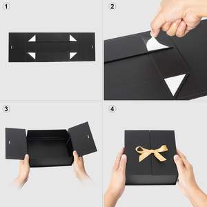 इत्र के लिए सरल सरल उत्कृष्ट काले धनुष फोल्डेबल उपहार बॉक्स के लिए अनुकूलन योग्य सरल उत्कृष्ट काले धनुष फोल्डेबल उपहार बॉक्स - Product Image 2
