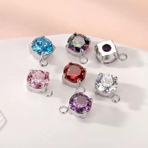 HB0242 liontin zirkon Stainless Steel lapis emas, Aksesori pembuatan pesona bentuk tetesan air mata bulat hati kalung DIY - Product Image 6