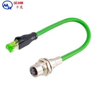 Konektor Tahan Air Ethernet M12 ke M12 Kabel Jaringan M12 ke RJ45 Cat5 4-pin D-code Lurus Sudut Kanan Male Plug 1M 5M 10M - Product Image 5