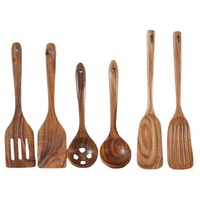 Cuillère et spatule en bois antiadhésives, ustensiles de cuisine naturels, spatule en teck, ustensiles de cuisine en bois, cuillères pour la cuisson