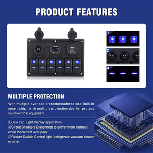 Panneau de commande 6 interrupteurs RGB à intensité variable pour bateaux et voitures, 12V 24V, indice IP53, 10A, avec boîtier de contrôle de circuit pour camping-car et bus - Product Image 5