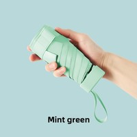Parapluie de pluie solaire portable et compact à double usage pour femmes, protection UV, revêtement noir, parapluie plat à 6 plis, moderne, en stock