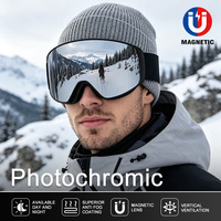 Masque de ski photochromique CE à contraste élevé, double couche anti-buée, design sans monture, lunettes de snowboard pour sports d'hiver, personnalisation fabricant