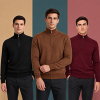 Pull à col zippé personnalisé avec logo, vente en gros, décontracté, chaud, à manches longues