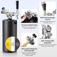 Fût en acier inoxydable noir mat de 3,6 L avec robinet à vin et régulateur de CO2, outil pour la fabrication artisanale de bière à domicile, idéal pour les bars et les fêtes