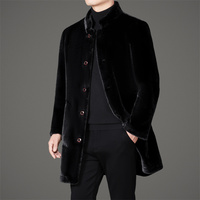 Nouveau Manteau Long en Fausse Fourrure Double Face Respirant et Écologique pour Homme, Col Montant, Boutonnage Simple, Tendance Hiver