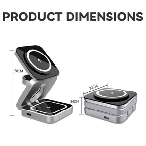 Produit phare : Station de charge sans fil magnétique portable pliable 3-en-1 à charge rapide 15W pour Samsung Galaxy et écouteurs USB - Product Image 3