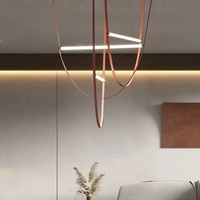 Lustre de décoration intérieure de style naturel Villa Café Restaurant Escalier Ceinture LED Suspension