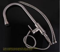Robinet de cuisine et de salle de bain moderne à poignée unique en acier inoxydable avec douchette latérale, finition nickel brossé, cartouche céramique, monotrou