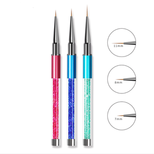 5 Colors Metal Handle Rhinestone Nail Art Liner Brush Fine Detail Painting Brush for Gel Polish Manicure - Product Image 3