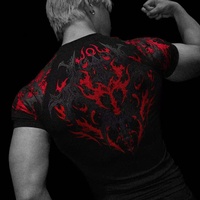 T-shirt de compression pour homme Xiangyu, imprimé gothique, polyester et élasthanne, 180 g/m², 220 g/m², pour la musculation, la gym et le fitness