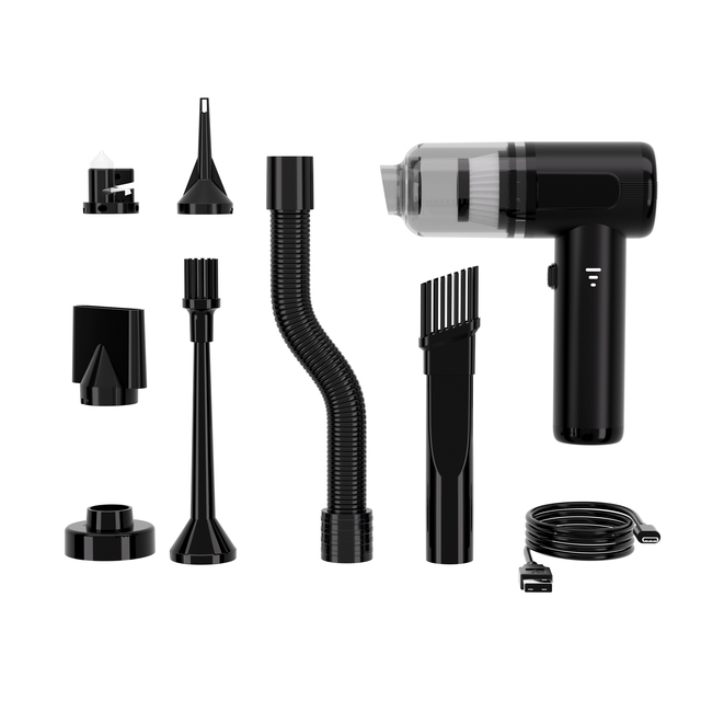 Handheld ABS Dual-Purpose Wireless USB-Charging Compact Mini Suction Blowing Vacuum Cleaner 1.5-2.5L Capacity Black 45-60min 5+