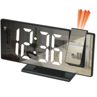 Nouvelle arrivée écran couleur numérique créatif température multifonction miroir LED grande horloge de projection