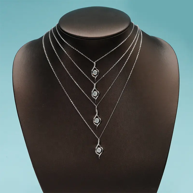 Collar de plata esterlina vintage 5mm redondo Corazón y flecha moissanite diamante Collar de plata mujeres