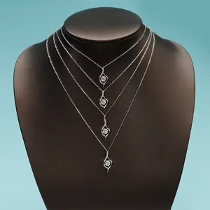 旧货纯银项链5毫米圆形心形和箭头含沙石钻石银项链女