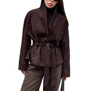 2025 da <span class=keywords><strong>donna</strong></span> <span class=keywords><strong>Trench</strong></span> in maglia Vintage per mantenere caldo elegante cappotto invernale Casual con decorazione a bottone per l'autunno e l'inverno - Product Image 5