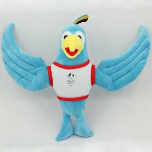 Design personalizzato carino uccello blu peluche bambola con t-shirt morbido pappagallino <span class=keywords><strong>Dodo</strong></span> grandi dimensioni personalizzato uccello di marca peluche con Logo - Product Image 1