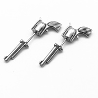 Boucles d'oreilles clous pour hommes Yunnique en acier inoxydable 316L, étanches, hypoallergéniques, style revolver pistolet, vintage, punk, gothique, motard