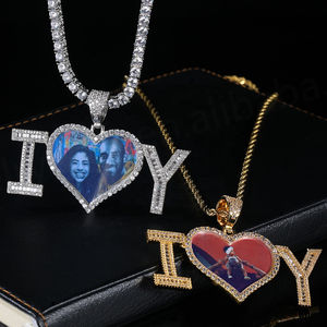 Hip Hop Jewelry <b>Letter</b> Stitching Combination Custom Pictures <b>Necklaces</b> Love Photo Pendant Personality FBKX015 <b>Necklace</b> - Product Image 2