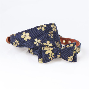 Nuevo Conjunto de <span class=keywords><strong>Collar</strong></span> para Mascotas con Diseño Floral Estilo Japonés, Incluye Pañuelo de Tela con Grabado Dorado y Correa Extensible para Perro - Product Image 3
