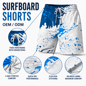 Shorts de surf techniques minimalistes hybrides pour homme, personnalisés, anti-frottement, sublimés, pour la plage, le sport et l'entraînement en salle de sport - Product Image 3