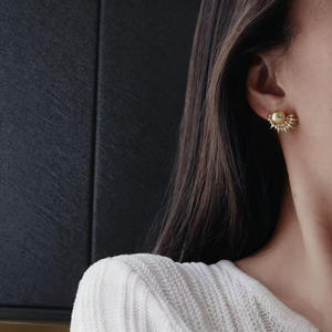 22702 Accessoires de perles DIY, support vide pour boucles d'oreilles en argent S925, bijoux en or et argent, boucles d'oreilles avec clous ronds tendance de 9-10 mm - Product Image 4