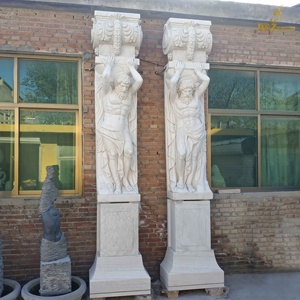 Bán Buôn Đá La Mã Cột Thủ Đô Trang Trí Người Đàn Ông Trần Truồng Cột Đá Cẩm Thạch - Product Image 1