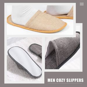 Pantoufles d'hôtel de luxe en lin écologique à bout ouvert, recyclables, avec logo personnalisé, prix d'usine en gros pour invités de mariage - Product Image 2