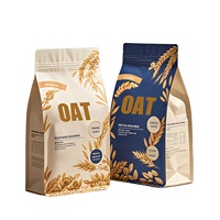 Sachet refermable à fermeture éclair personnalisé en forme d'épi de blé ou d'avoine, à huit soudures latérales, pour le stockage de céréales et de denrées alimentaires en gros