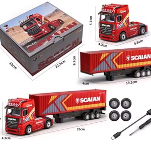 Nouvelle voiture RC Wltoys SJY-6408 1:64, mini camion conteneur 4x4 en alliage avec remorque, modèle de course à dérive entièrement proportionné, jouets et cadeaux - Product Image 1