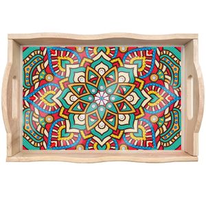 SONGWOO Nuevo Plato de <span class=keywords><strong>Cena</strong></span> Cuadrado de Madera DIY Hecho a Mano con Pegatinas de Animales y Mandalas para <span class=keywords><strong>Pintura</strong></span> de Diamantes - Product Image 1