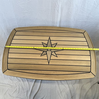 Plateau de table en teck en forme de baril 610x940mm, 24x37 pouces, incrustation étoile marine pour bateau, yacht, caravane TY642