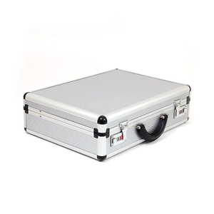 Maletín de aluminio de lujo para documentos de computadora portátil Maletín plateado con bolsillos de documentos de cuero PU Maletín bloqueable - Product Image 3