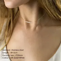Collier élégant et minimaliste EManco en acier inoxydable couleur or avec pendentif barre et gemme grise pour femme, idéal au quotidien et pour les soirées