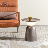 Mesa auxiliar decorativa de luz LED de acero al carbono de gran oferta minimalista moderna, fabricante de Dongguan, muebles de Metal, mesa auxiliar de café
