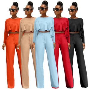 Conjunto de Dos Piezas para Mujer, Talla Grande, Estilo Casual Urbano, Marca Privada, Top Corto Personalizado, Spandex/Poliéster Transpirable - Product Image 1