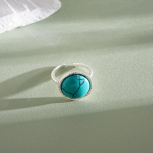 Handmade Twisted Band Natural Gemstone Open <b>Rings</b> Round Turquoise Rose Quartz <b>Statement</b> <b>Rings</b> For Women - Product Image 6