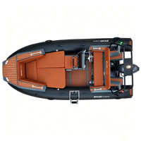 Yacht semi-rigide de luxe LUX460 en aluminium de 4,6 m avec plancher en EVA et tour de wakeboard pour la navigation côtière, petit bateau familial