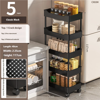Étagère de rangement multifonctionnelle en plastique pour cuisine et salle de bain, chariot étroit et compact, étagère de rangement sur pied pour toilettes et lavabo, pour espaces étroits