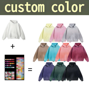 Sweat à capuche surdimensionné en polaire épaisse en laine/viscose, style gothique, 330 g, poids lourd, demi-zip, teinture unie numérique, logo personnalisé pour homme - Product Image 2