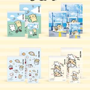 Carnet à feuilles mobiles Kawaii BurgerCat Design Series B5/A5 avec couverture en caoutchouc, motif de chat de dessin animé, carnet de scrapbooking, livre de dessin A7 de poche - Product Image 4