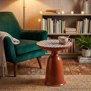 <strong>Mid</strong> <strong>Century</strong> Round Tile Top Side <strong>Table</strong> Bell Shaped Metal Pedestal Base Decorative Accent End <strong>Table</strong> for Living Room Apartment - Product Image 1