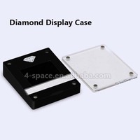 Boîte d'emballage pour pierres précieuses en diamant noir PMMA, boîte de présentation de diamants en vrac de luxe magnétique, boîtes de rangement